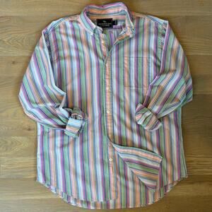 American Living Multicolor Stripes Cotton Button Down Shirt Size Large